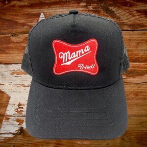 mama tried embroidered black trucker hat